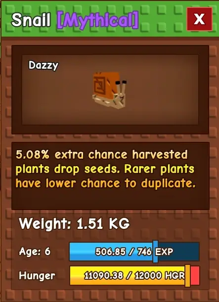 Snail Info Box Grow a Garden