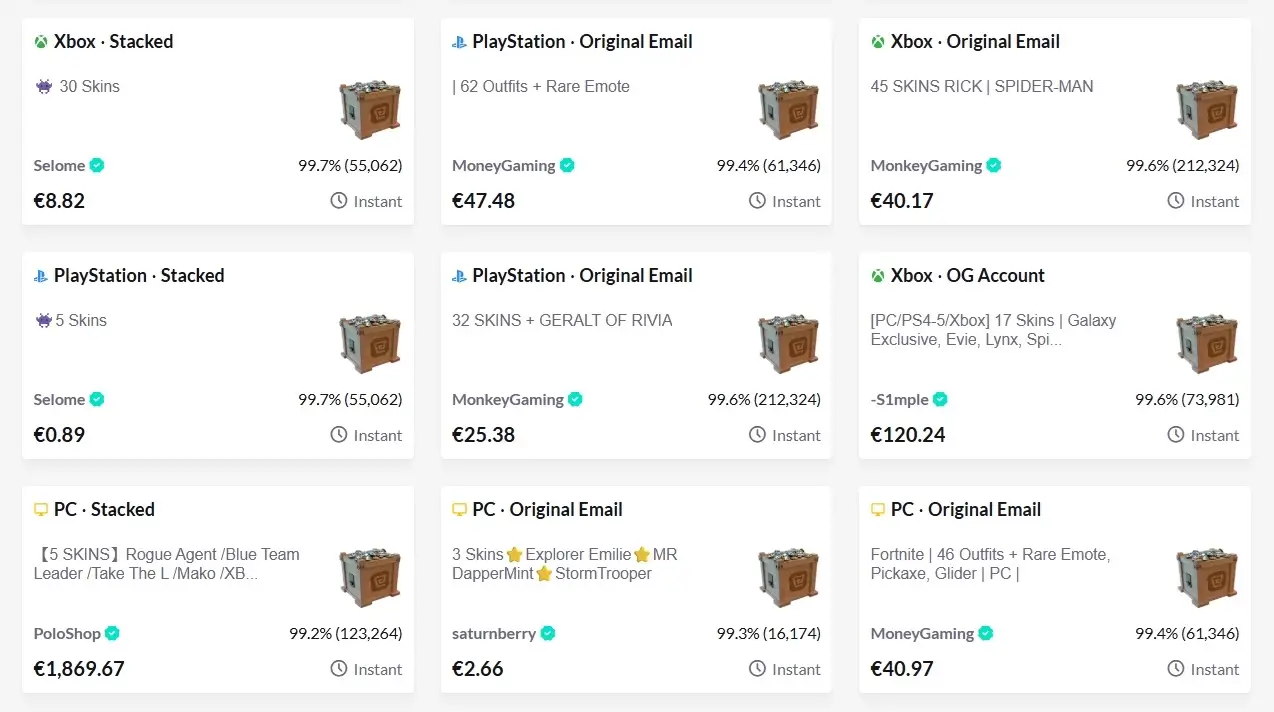 Sell Fortnite account