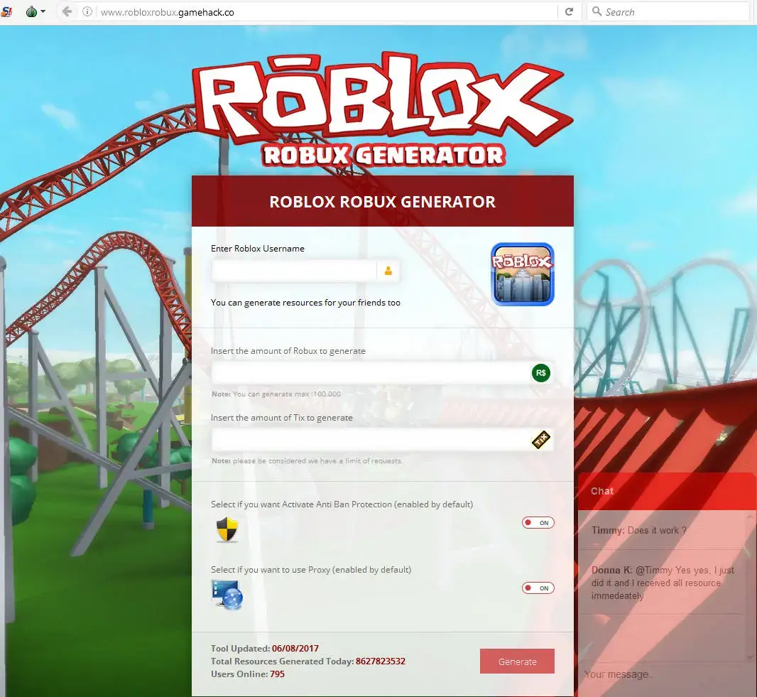 Scam Roblox Robux generator