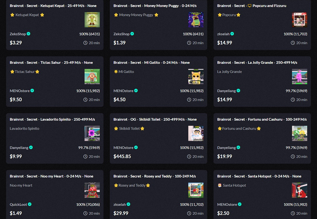 Brainrots for sale on the Eldorado.gg marketplace