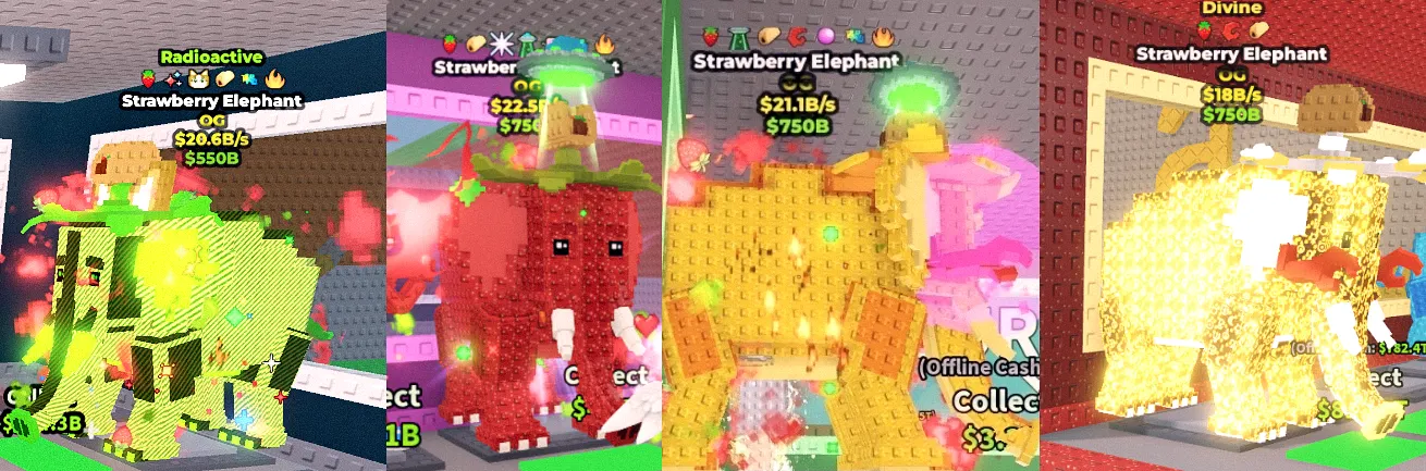 Strawberry Elephants with rare mutations and traits