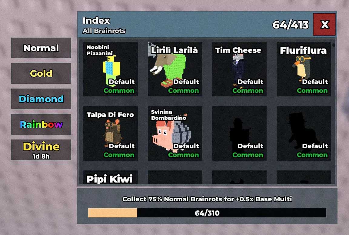 Steal a Brainrot index mutations