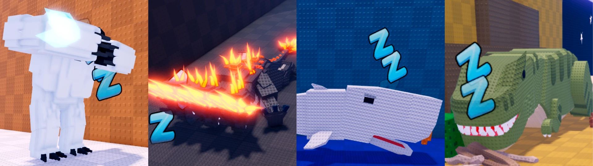 Snow, Volcano, Abyss Ocean, and Prehistoric biome guardians