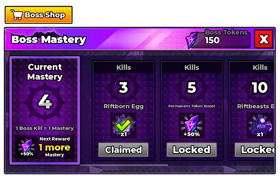 Steal an Egg Boss Mastery