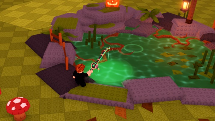 ハロウィンMAPで釣りをしている様子